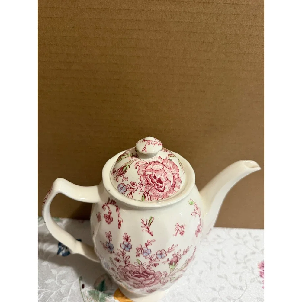 Johnson Brothers Rose Chintz Pink Coffee Pot 2.5 Pint Made in England Floral